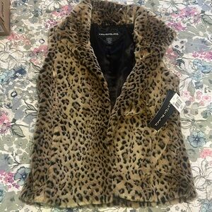 NWT Kristen Blake faux fur leopard vest